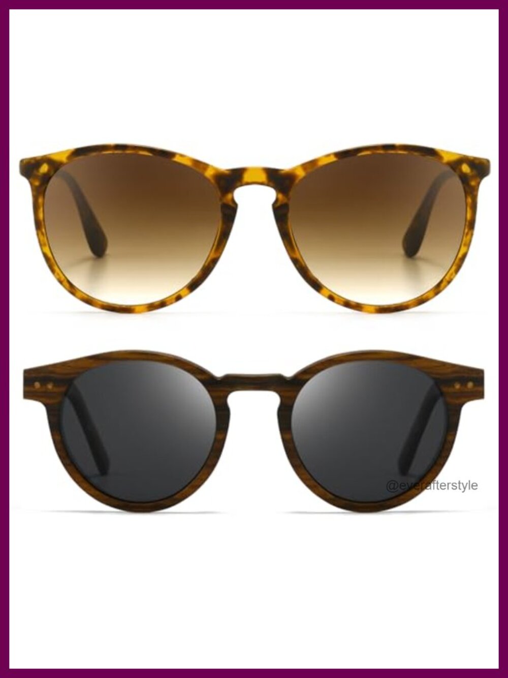 SUNGAIT Vintage Round Wood Polarized Sunglasses UV400 Keyhole Bridge